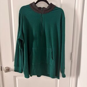 Torrid Sleep Green Half Zip-Up Sweater Pockets Size 3XL